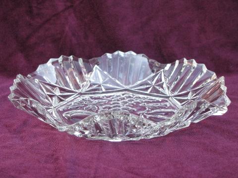 photo of Pioneer vintage fruit pattern glass serving pieces, large bowl and plate #3