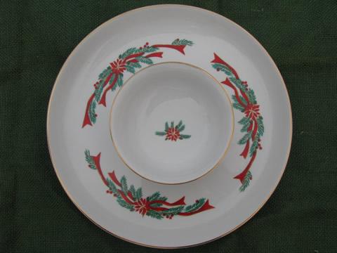 photo of Poinsettia and ribbons Christmas chip and dip set, Fairfield/Tienshan #3