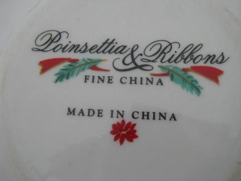 photo of Poinsettia and ribbons Christmas chip and dip set, Fairfield/Tienshan #5