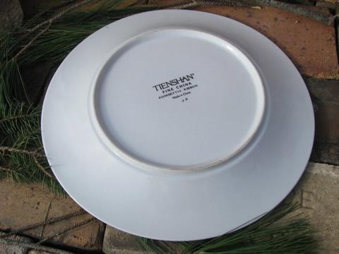 photo of Poinsettia ribbon Christmas holiday Tienshan china, 6 dinner plates #4