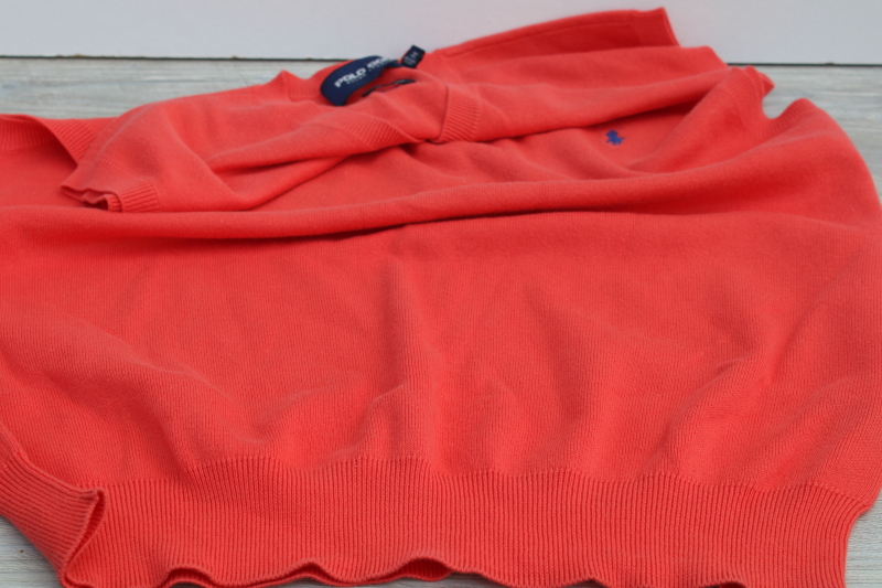 photo of Polo Golf Ralph Lauren soft smooth cotton knit sweater vest, preppy coral color, mens medium #1