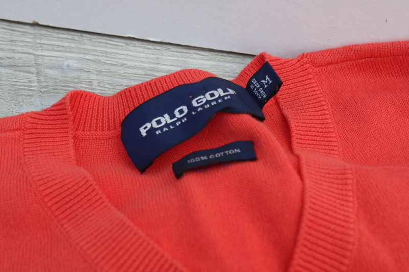 photo of Polo Golf Ralph Lauren soft smooth cotton knit sweater vest, preppy coral color, mens medium #2