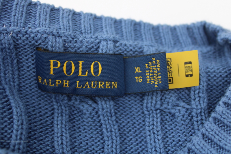 photo of Polo Ralph Lauren classic cabled cotton crewneck sweater women's XL navy blue w/ pony  #2