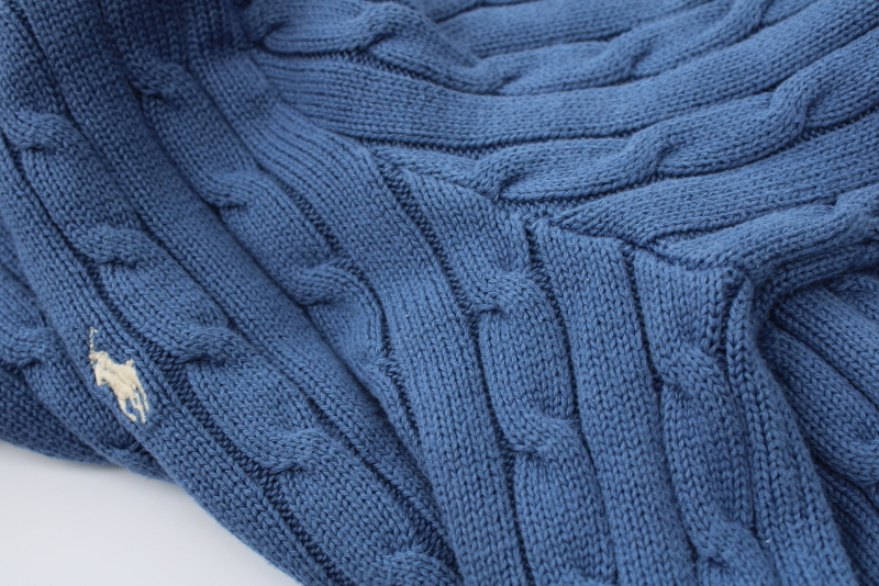 photo of Polo Ralph Lauren classic cabled cotton crewneck sweater women's XL navy blue w/ pony  #3