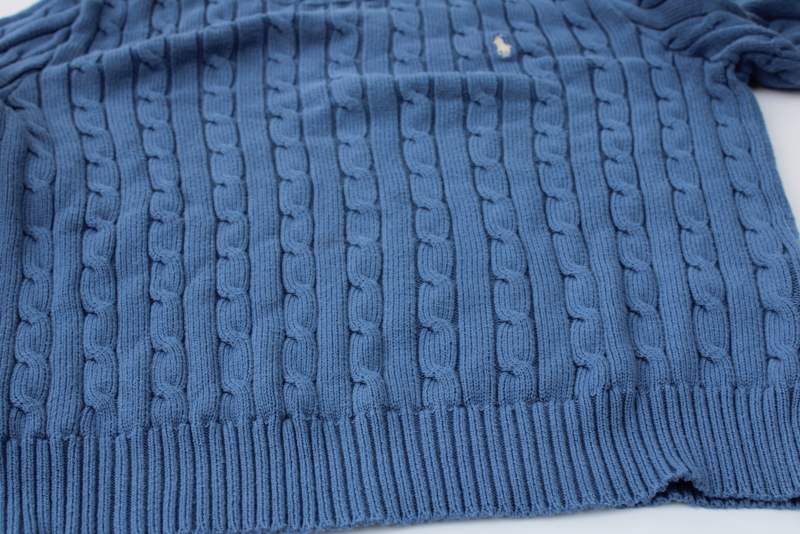 photo of Polo Ralph Lauren classic cabled cotton crewneck sweater women's XL navy blue w/ pony  #5