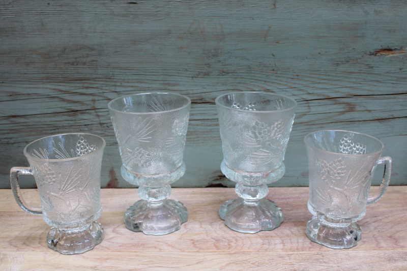 photo of Ponderosa Pine vintage crystal clear Tiara glass water or wine glasses and mugs #1