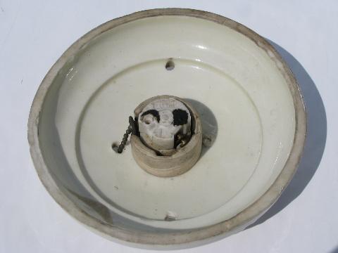 photo of Porcelier ironstone china, antique electric ceiling light fixture, 1920s vintage #4