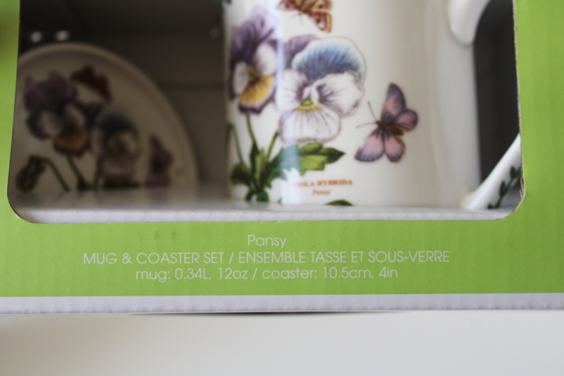 photo of Portmeirion Botanic Garden Pansy mug & coaster set in original box, pansies floral print  #5