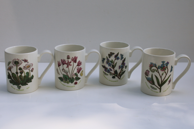 photo of Portmeirion Botanic Garden mugs set, forget me not, daisy, cyclamen, speedwell  #1