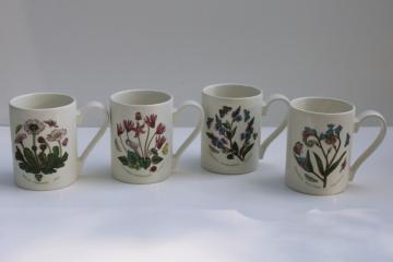 Portmeirion Botanic Garden mugs set, forget me not, daisy, cyclamen, speedwell 