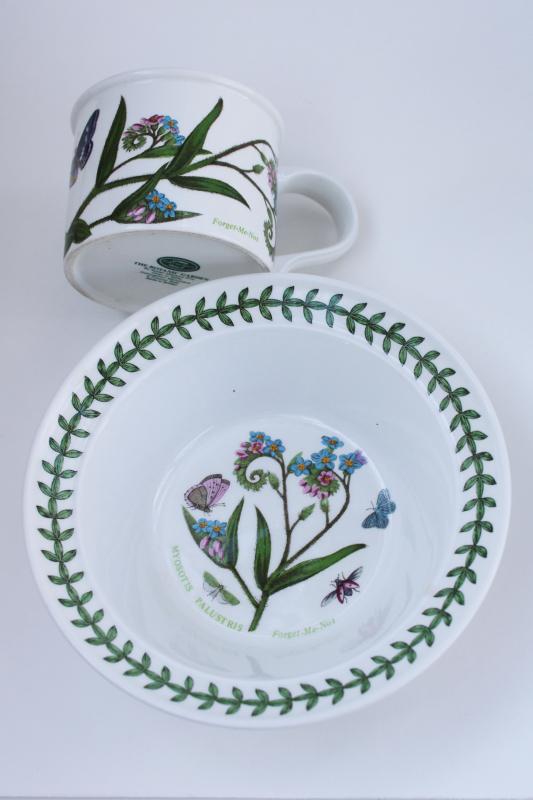 photo of Portmeirion Botanic Garden oatmeal cereal bowls & mugs, rhododendron, forget me not #3