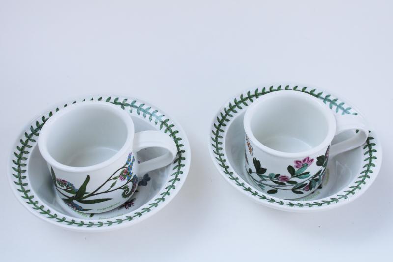 photo of Portmeirion Botanic Garden oatmeal cereal bowls & mugs, rhododendron, forget me not #5