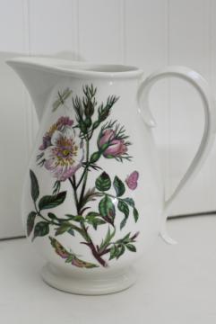 catalog photo of Portmeirion Botanic Garden old roses dog rose pattern pitcher, romantic vintage shape