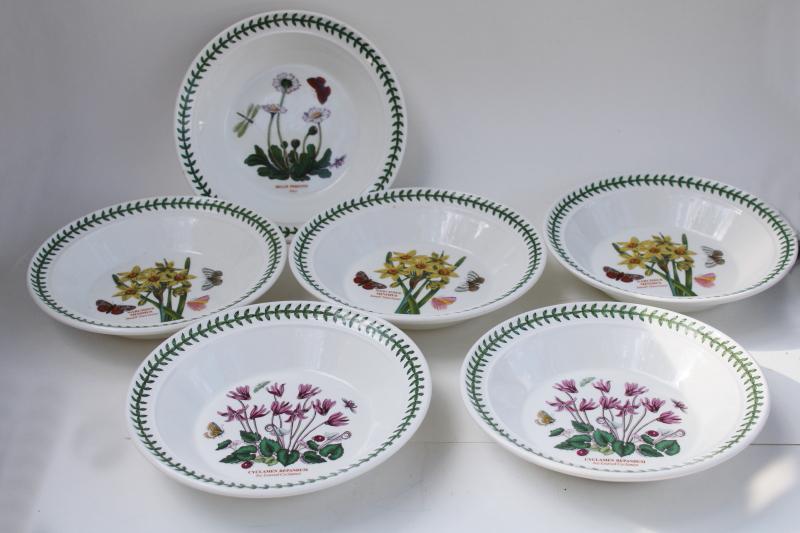 photo of Portmeirion Botanic Garden rim soup bowls, English daisy, narcissus, cyclamen #1