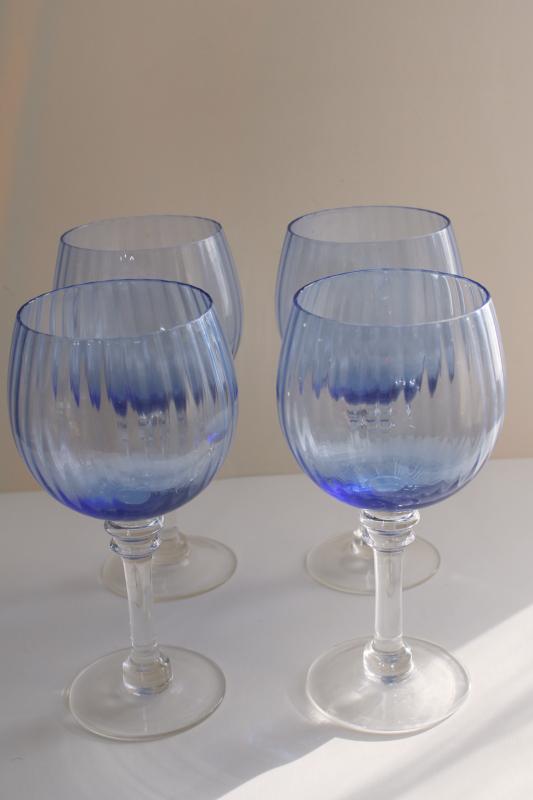 photo of Portmeirion Riviera blue clear stem wine glasses, balloon shape goblets in original box #6