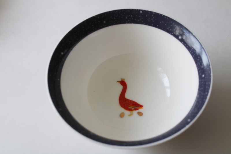 photo of Portmeirion china candy dish, Sara Miller winter holiday geese pattern  #3