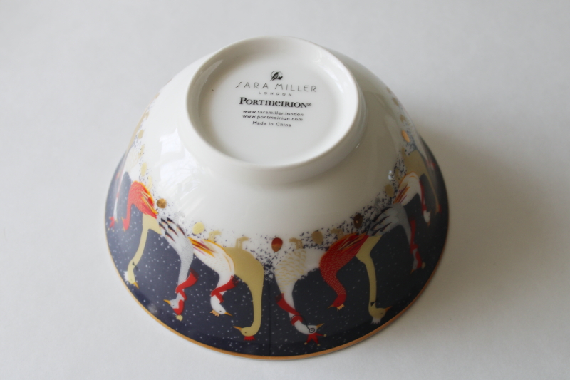 photo of Portmeirion china candy dish, Sara Miller winter holiday geese pattern  #4