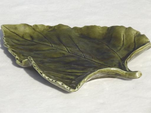 photo of Portugal pottery cheese leaf plates, majolica style leaves from Crate & Barrel #5