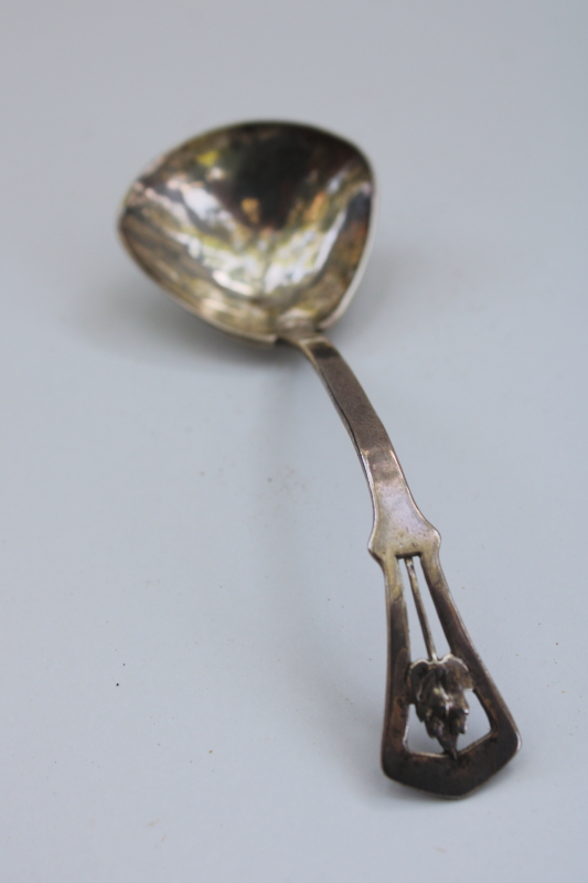 photo of Potter Studio Arts and Crafts period antique silver sauce spoon or ladle, early 1900s vintage #1