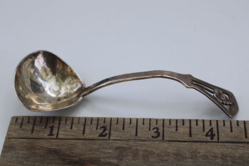 photo of Potter Studio Arts and Crafts period antique silver sauce spoon or ladle, early 1900s vintage #5