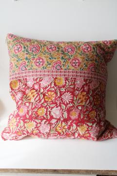 catalog photo of Pottery Barn Annalise boho floral print cotton pillow cover w/ feather insert, never used 