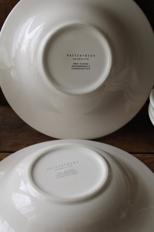 photo of Pottery Barn Sausalito large pasta or soup bowls set of 6, Blanca white glaze modern classic shape  #3