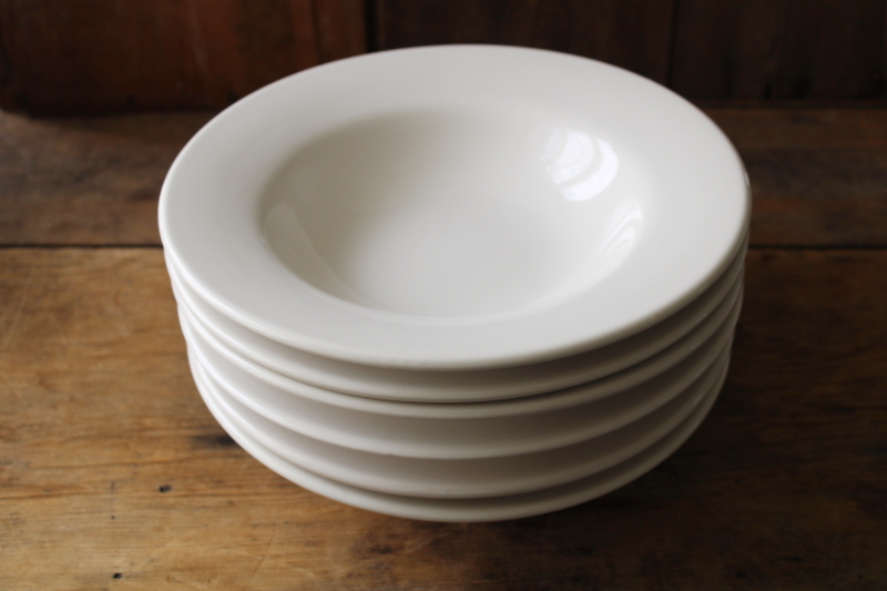 photo of Pottery Barn Sausalito large pasta or soup bowls set of 6, Blanca white glaze modern classic shape  #4