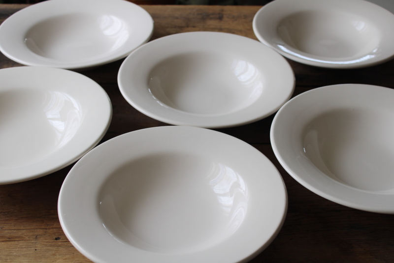 photo of Pottery Barn Sausalito large pasta or soup bowls set of 6, Blanca white glaze modern classic shape  #5