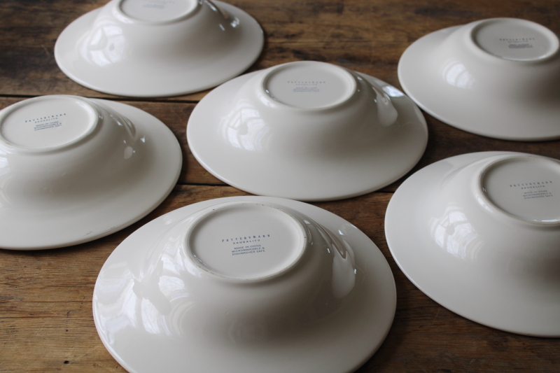 photo of Pottery Barn Sausalito large pasta or soup bowls set of 6, Blanca white glaze modern classic shape  #6