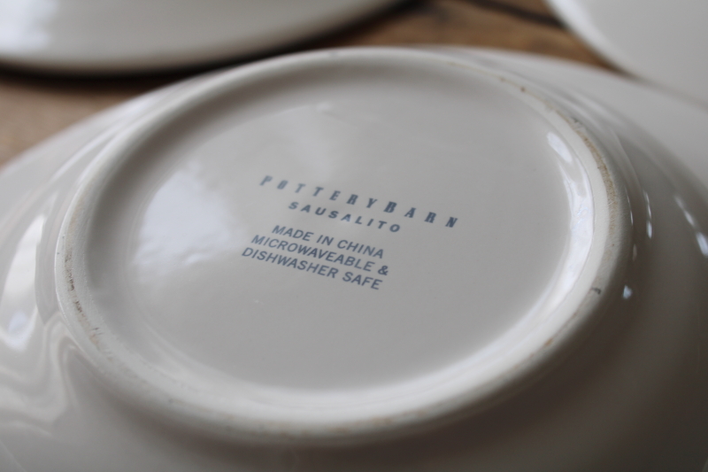 photo of Pottery Barn Sausalito large pasta or soup bowls set of 6, Blanca white glaze modern classic shape  #8