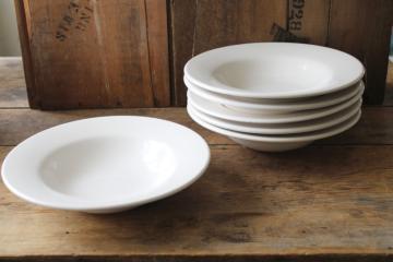 catalog photo of Pottery Barn Sausalito large pasta or soup bowls set of 6, Blanca white glaze modern classic shape 