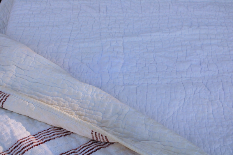 photo of Pottery Barn all cotton homespun weave bedspread comforter barn red stripe vintage country style  #6