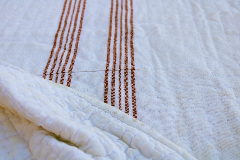 photo of Pottery Barn all cotton homespun weave bedspread comforter barn red stripe vintage country style  #8