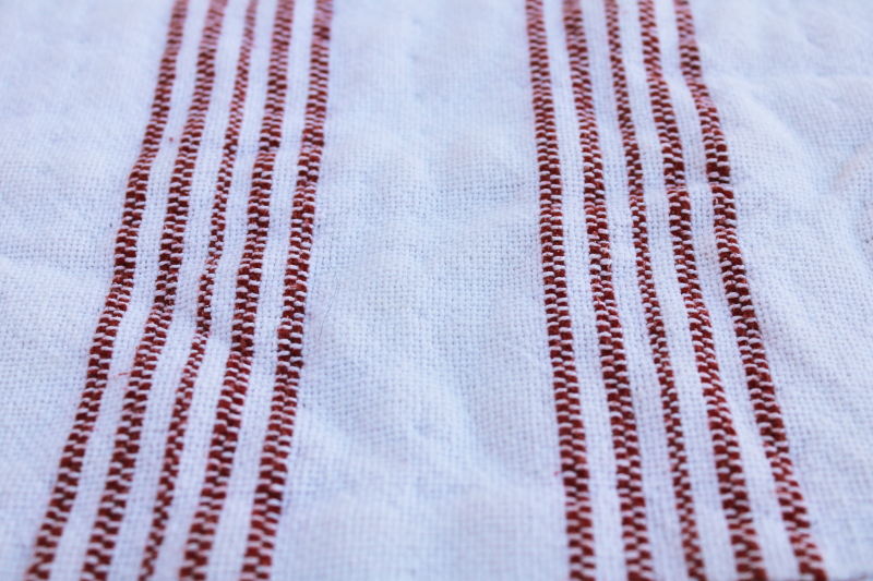 photo of Pottery Barn all cotton homespun weave bedspread comforter barn red stripe vintage country style  #9