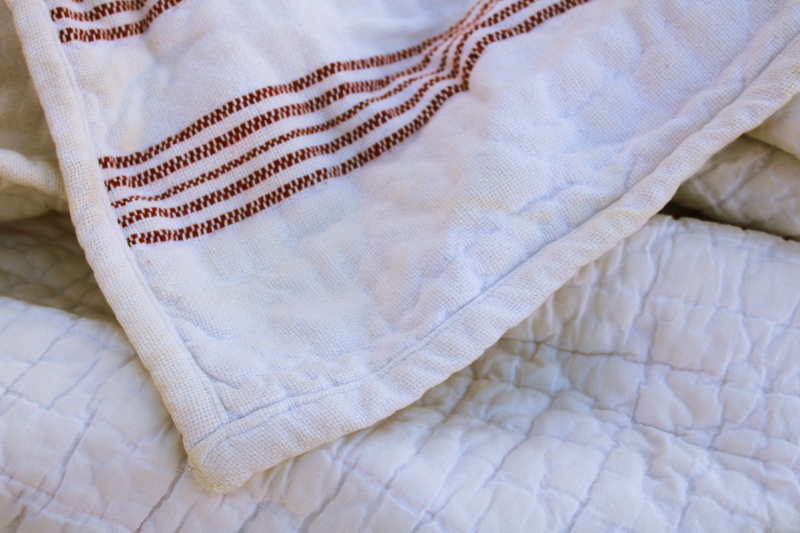 photo of Pottery Barn all cotton homespun weave bedspread comforter barn red stripe vintage country style  #11