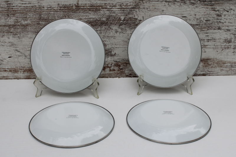 photo of Pottery Barn enamelware salad plates, red cherries on white enamel metal, MacKenzie Childs style  #4