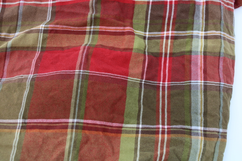 photo of Pottery Barn red & green tartan Tahoe plaid cotton duvet cover full queen size  #3