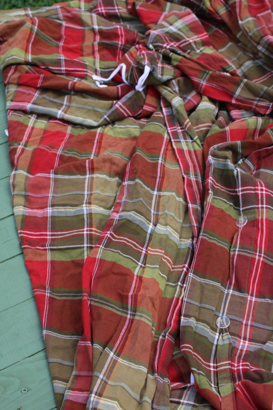 photo of Pottery Barn red & green tartan Tahoe plaid cotton duvet cover full queen size  #5