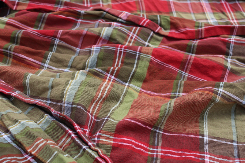 photo of Pottery Barn red & green tartan Tahoe plaid cotton duvet cover full queen size  #6
