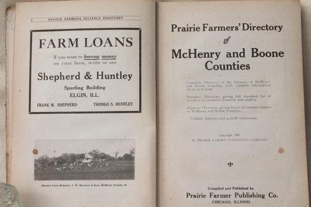 photo of Prairie Farmer's Farmer & Breeders Directory McHenry & Boone County Illinois farms circa 1917 #5