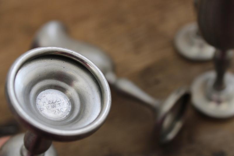 photo of Preisner pewter goblets, cordial glasses - vintage set of four tiny stemmed glasses #4