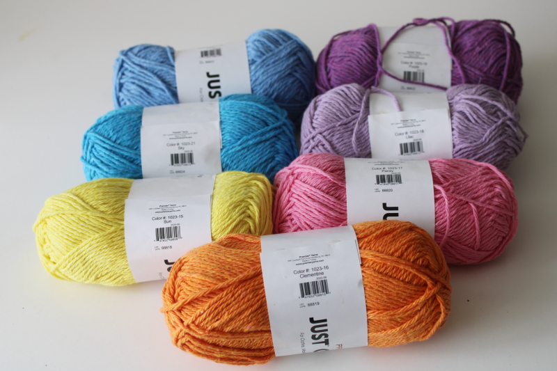 photo of Premier Just Cotton 15% poly blend yarn lot, new skeins rainbow colors solids  #3