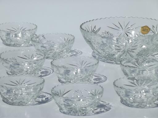 photo of Pres-cut pressed glass salad bowls set w/ vintage Anchor Hocking label  #1