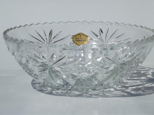 photo of Pres-cut pressed glass salad bowls set w/ vintage Anchor Hocking label  #3