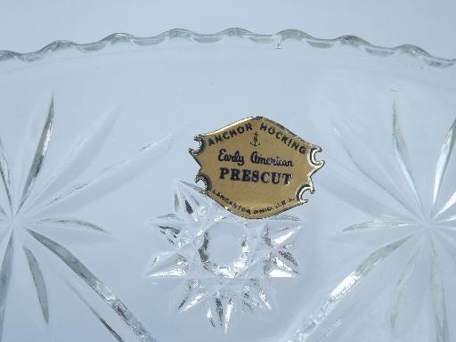 photo of Pres-cut pressed glass salad bowls set w/ vintage Anchor Hocking label  #6