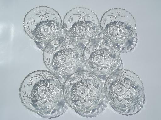 photo of Pres-cut pressed glass salad bowls set w/ vintage Anchor Hocking label  #7