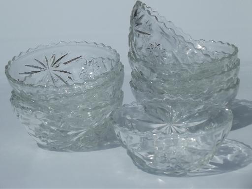 photo of Pres-cut pressed glass salad bowls set w/ vintage Anchor Hocking label  #8