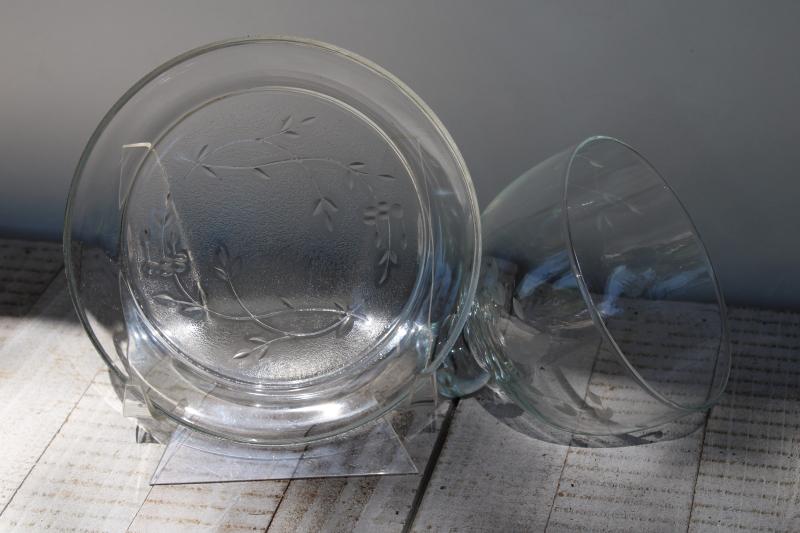 photo of Princess House Heritage round covered butter dish, crystal clear etched glass dome & plate #2