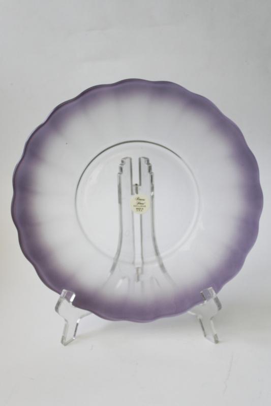 photo of Princess House cottage tulip go along glass plate lavender purple pastel ruffle rim #1