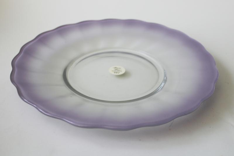 photo of Princess House cottage tulip go along glass plate lavender purple pastel ruffle rim #2